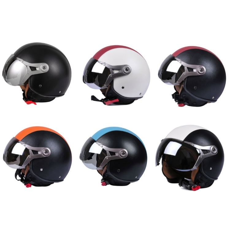 GXT Electric Vehicle Half Cover Four Seasons Retro Helmet, Size: M(Black Red) - free shipping - PMC TechLife - Order now!