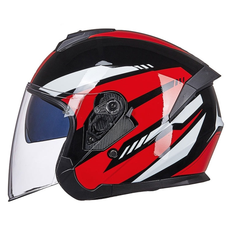 GXT Electric Vehicle Four Seasons Sun Protection & Windshield Double Lens Helmet, Size: M(Bright Black Red) - free shipping - PMC TechLife - Order now!