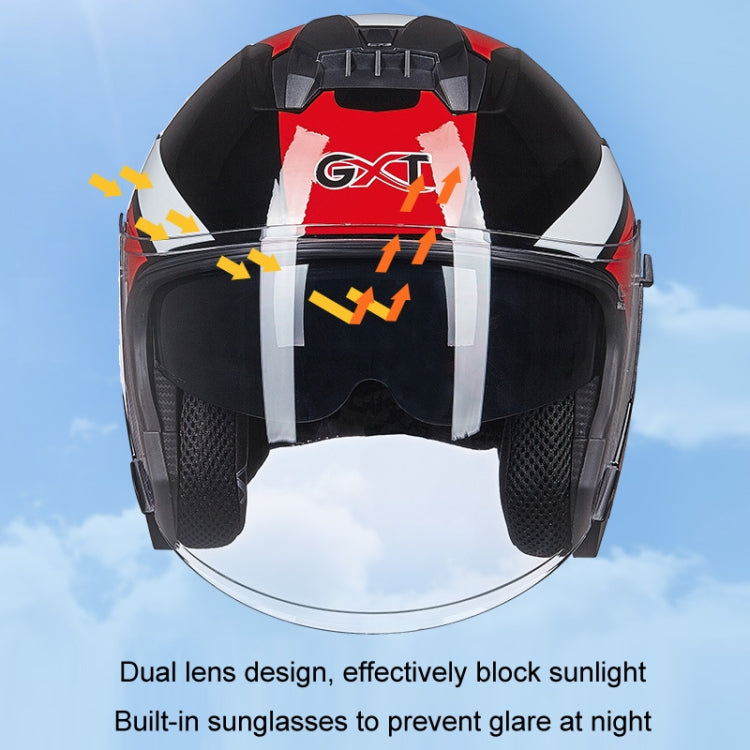GXT Electric Vehicle Four Seasons Sun Protection & Windshield Double Lens Helmet, Size: M(Bright Black Blue) - free shipping - PMC TechLife - Order now!