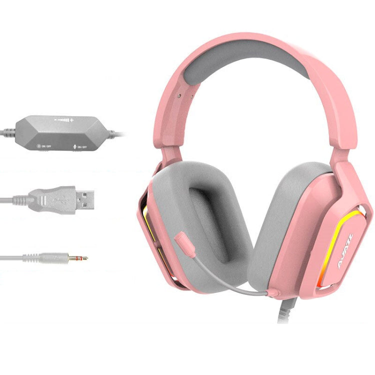 Ajazz AX368 Computer Game Audio Recognition RGB Headset 3.5mm Version (Pink) - Multimedia Headset by Ajazz | Online Shopping South Africa | PMC Jewellery | Buy Now Pay Later Mobicred