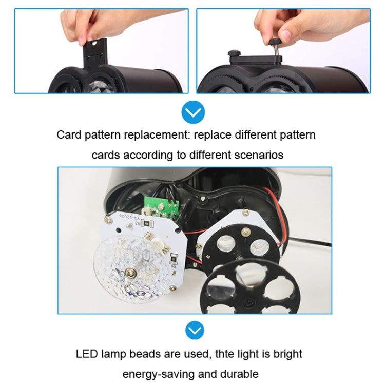 16 Cards US Plug Not Easy To Fade Card Pattern 9W Double Cylinder Water Pattern Christmas Projection Light - Christmas Decoration Lamps by PMc TechLife | Online Shopping South Africa | PMc TechLife | Buy Now Pay Later Mobicred