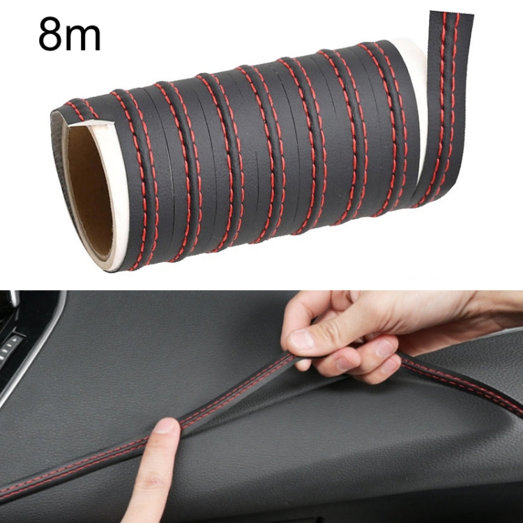 8m Car Center Console Interior Modification Leather Gap Strip(Black Red) - Car Interior Mouldings by PMC TechLife | Online Shopping South Africa | PMC TechLife | Buy Now Pay Later Mobicred