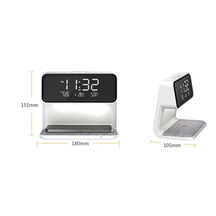 3 In 1 10W Wireless Charging Bedside Lamp LCD Screen Alarm Clock  Phone Charger,EU Plug(White) - Wireless Charger by PMC TechLife | Online Shopping South Africa | PMC TechLife