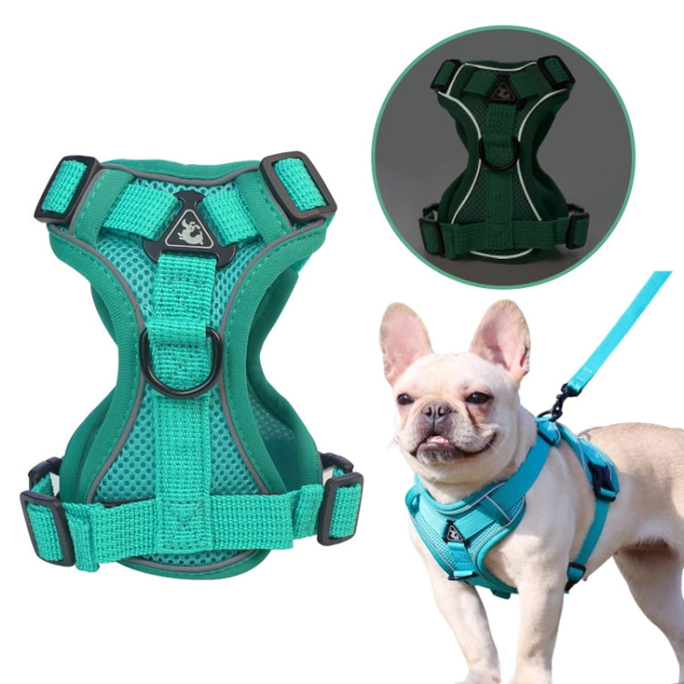 Pet Vest Harness + Traction Rope Set Reflective Breathable Dog Cat Harness, Size: M(Blue) - Leashes by PMC TechLife | Online Shopping South Africa | PMC TechLife