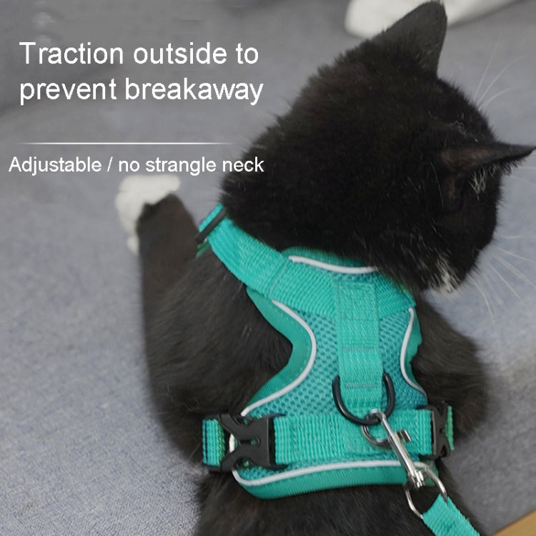Pet Vest Harness + Traction Rope Set Reflective Breathable Dog Cat Harness, Size: S(Blue) - Leashes by PMC TechLife | Online Shopping South Africa | PMC TechLife