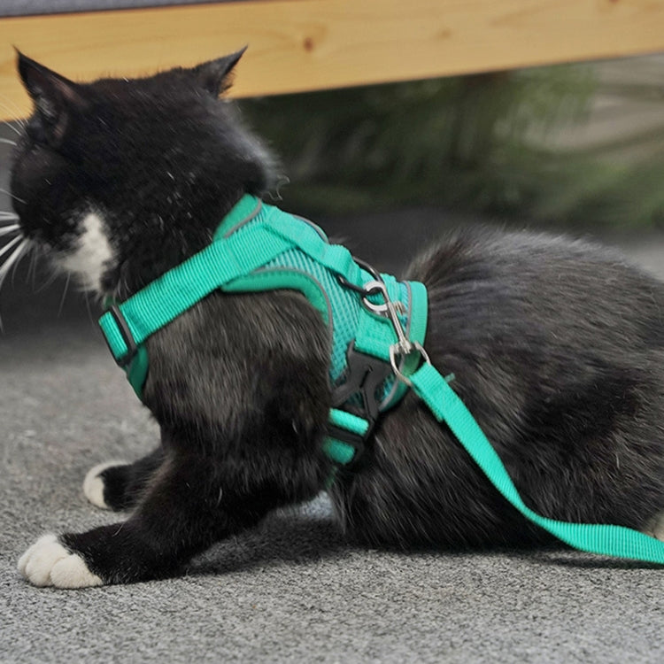 Pet Vest Harness + Traction Rope Set Reflective Breathable Dog Cat Harness, Size: S(Gray) - Leashes by PMC TechLife | Online Shopping South Africa | PMC TechLife