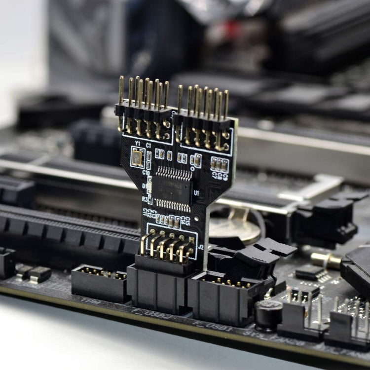 9 Pin USB Header Female 1 To 2 Male Board 9-Pin USB 2.0 HUB Connector Adapter - USB 2.0 HUB by PMC TechLife | Online Shopping South Africa | PMC TechLife
