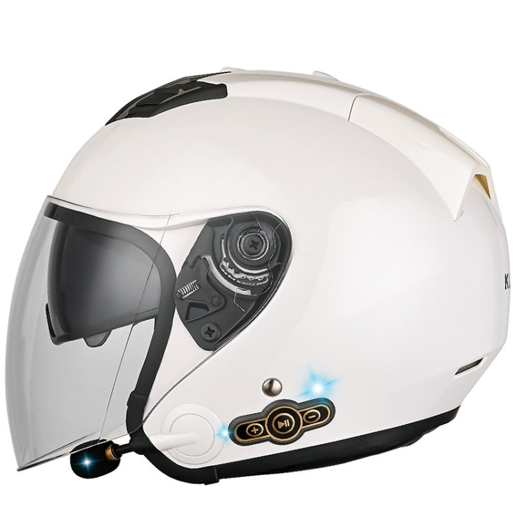 KUQIBAO Motorcycle Smart Bluetooth Sun Protection Double Lens Safety Helmet, Size: M(White) - free shipping - PMC TechLife - Order now!