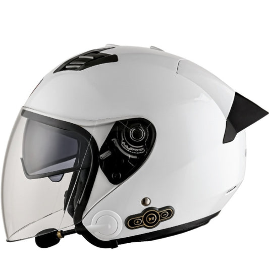 KUQIBAO Motorcycle Smart Bluetooth Sun Protection Double Lens Safety Helmet, Size: XL(White+Black Tail) - Helmets by KUQIBAO | Online Shopping South Africa | PMC Jewellery | Buy Now Pay Later Mobicred