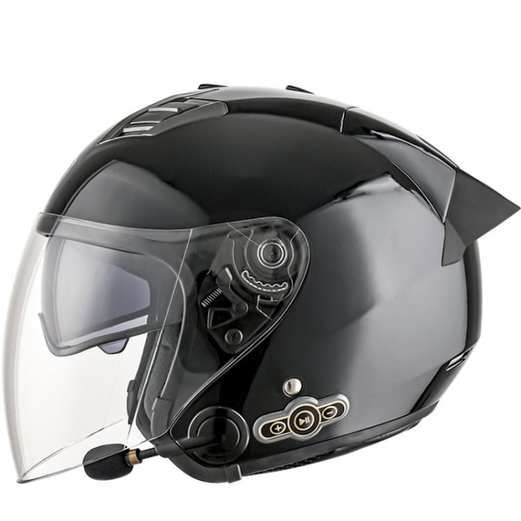 KUQIBAO Motorcycle Smart Bluetooth Sun Protection Double Lens Safety Helmet, Size: XXL(Bright Black+Black Tail) - Helmets by KUQIBAO | Online Shopping South Africa | PMC Jewellery | Buy Now Pay Later Mobicred