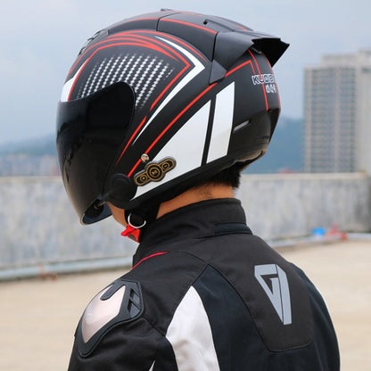 KUQIBAO Motorcycle Smart Bluetooth Sun Protection Double Lens Safety Helmet, Size: M(Bright Black) - Helmets by KUQIBAO | Online Shopping South Africa | PMC Jewellery | Buy Now Pay Later Mobicred