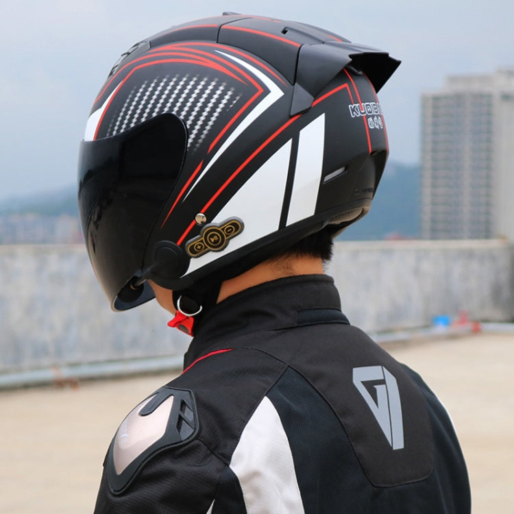 KUQIBAO Motorcycle Smart Bluetooth Sun Protection Double Lens Safety Helmet, Size: L(White+Black Tail) - free shipping - PMC TechLife - Order now!