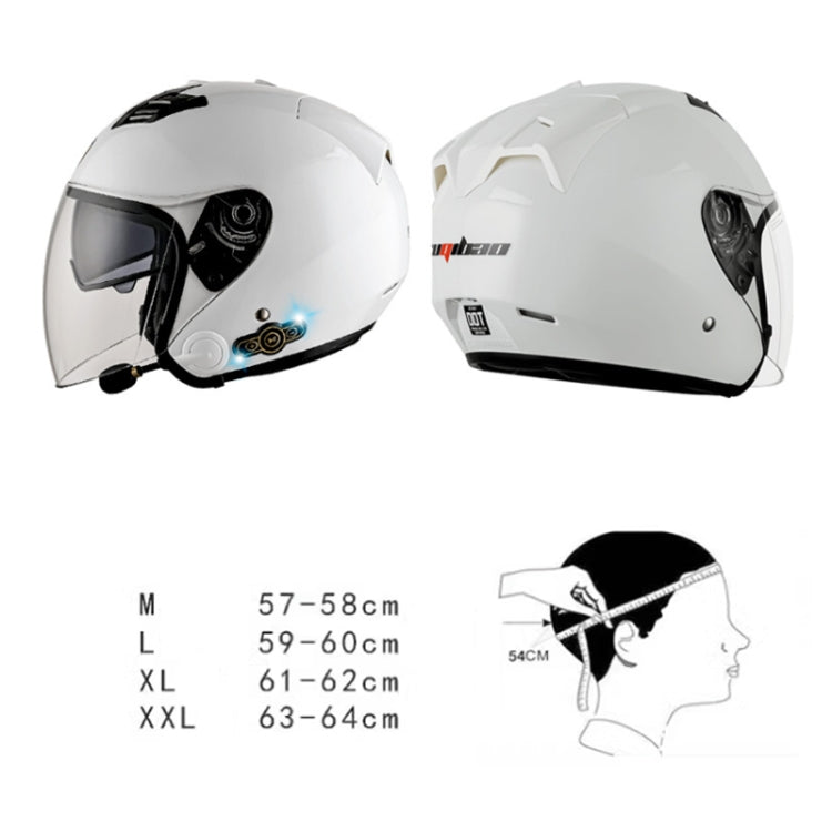 KUQIBAO Motorcycle Smart Bluetooth Sun Protection Double Lens Safety Helmet, Size: M(White+Gray Tail) - free shipping - PMC TechLife - Order now!
