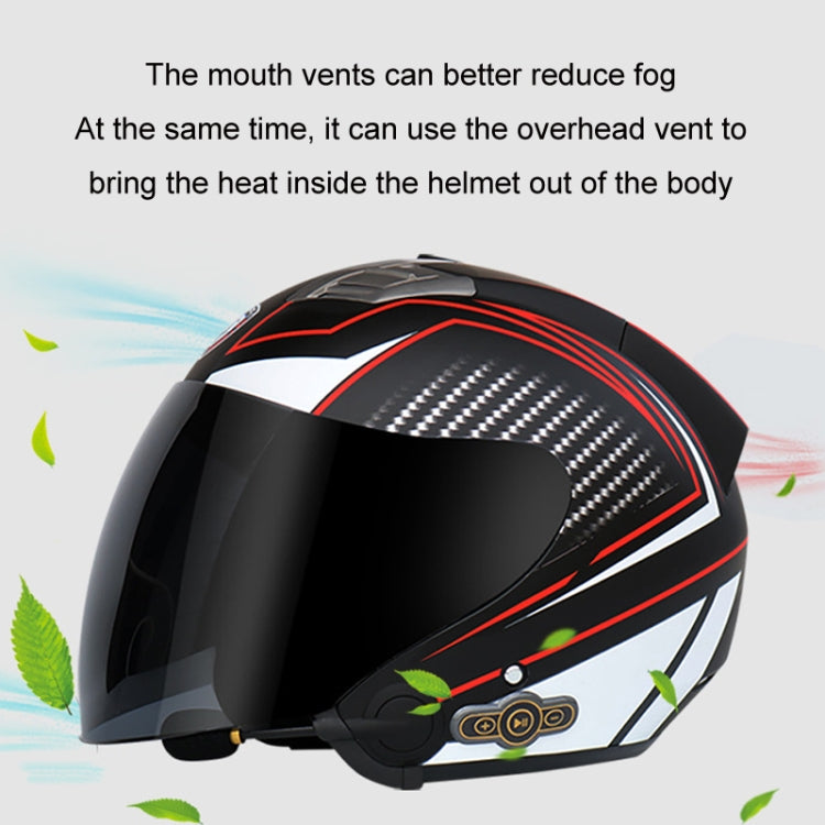 KUQIBAO Motorcycle Smart Bluetooth Sun Protection Double Lens Safety Helmet, Size: M(White+Black Tail) - Helmets by KUQIBAO | Online Shopping South Africa | PMC Jewellery | Buy Now Pay Later Mobicred