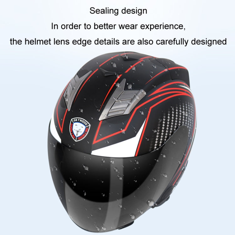 KUQIBAO Motorcycle Smart Bluetooth Sun Protection Double Lens Safety Helmet, Size: L(White+Black Tail) - free shipping - PMC TechLife - Order now!