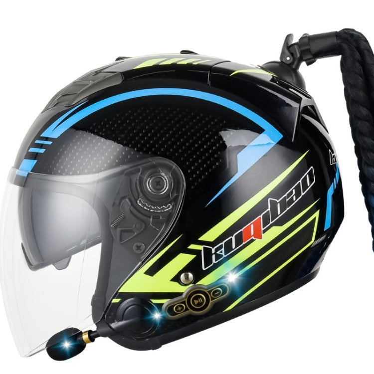 KUQIBAO Motorcycle Bluetooth Headset Double Lens Helmet With Braid, Size: XL(Bright Black Phantom Fiber) - free shipping - PMC TechLife - Order now!