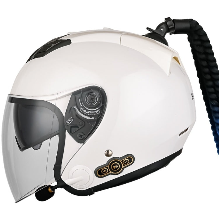 KUQIBAO Motorcycle Bluetooth Headset Double Lens Helmet With Braid, Size: XL(White) - free shipping - PMC TechLife - Order now!