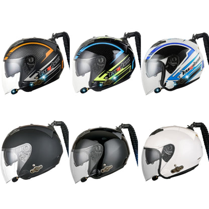 KUQIBAO Motorcycle Bluetooth Headset Double Lens Helmet With Braid, Size: L(Fruits Black Phantom Fiber) - Helmets by KUQIBAO | Online Shopping South Africa | PMC Jewellery | Buy Now Pay Later Mobicred