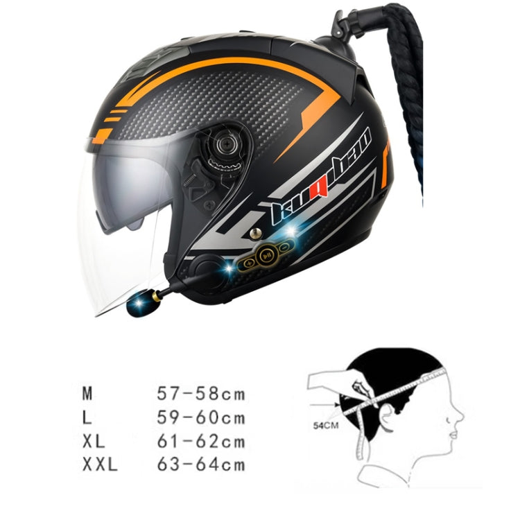 KUQIBAO Motorcycle Bluetooth Headset Double Lens Helmet With Braid, Size: XXL(Bright Black Phantom Fiber) - Helmets by KUQIBAO | Online Shopping South Africa | PMC Jewellery | Buy Now Pay Later Mobicred