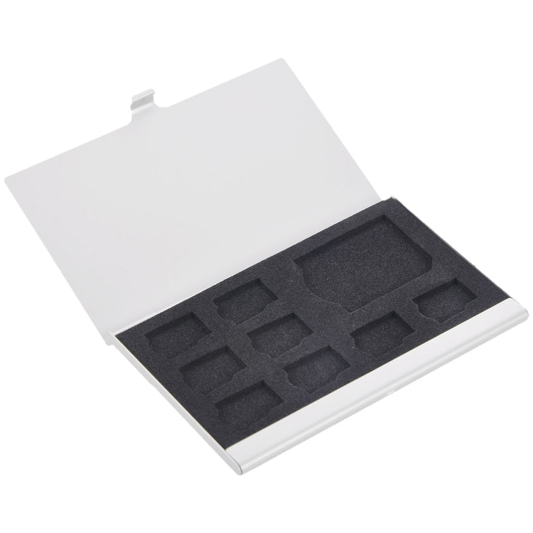 1SD+ 8TF  Aluminum Micro SD Cards Holder Pin Storage Box 9 solts for SD/ SIM/TF Memory Card(Silver) - Card Case by PMC TechLife | Online Shopping South Africa | PMC TechLife