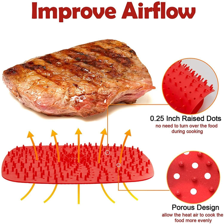 Air Fryer Reusable Silicone Liner Mat Non-Stick Steamer Pad Kitchen Accessories Square Black 23cm - free shipping - PMC TechLife - Order now!