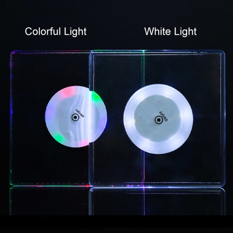 100x10mm Square USB Charging LED Light Up Acrylic Coaster Transparent Crystal Base(White Light) - Car Drink Holders by PMC TechLife | Online Shopping South Africa | PMC TechLife | Buy Now Pay Later Mobicred