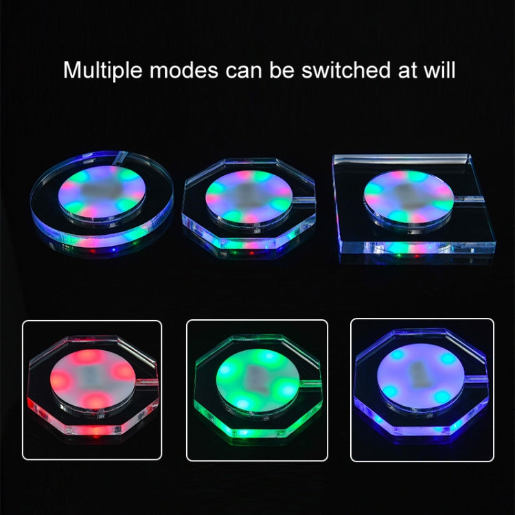 100x10mm Round USB Charging LED Light Up Acrylic Coaster Transparent Crystal Base(White Light) - Car Drink Holders by PMC TechLife | Online Shopping South Africa | PMC TechLife | Buy Now Pay Later Mobicred