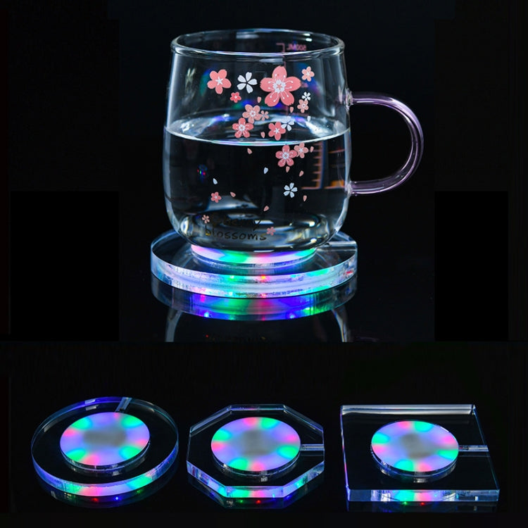 100x10mm Square USB Charging LED Light Up Acrylic Coaster Transparent Crystal Base(White Light) - Car Drink Holders by PMC TechLife | Online Shopping South Africa | PMC TechLife | Buy Now Pay Later Mobicred