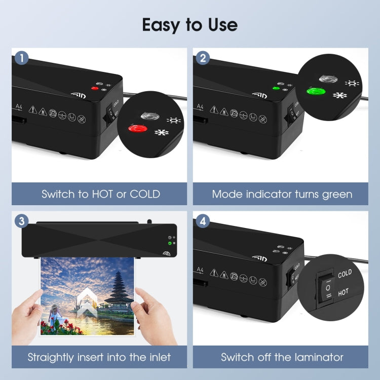 9 Inch A4 Hot Cold Laminator Machine Book Documents Laminator, Size: Set 1(220V UK Plug) - Photo Film Covering Machine by PMC TechLife | Online Shopping South Africa | PMC TechLife | Buy Now Pay Later Mobicred
