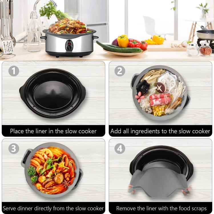 6QT Silicone Slow Cooke Liners Reusable Leakproof Crock Pot Liners(Gray) - Kitchen Machine Accessories & Parts by PMC TechLife | Online Shopping South Africa | PMC TechLife