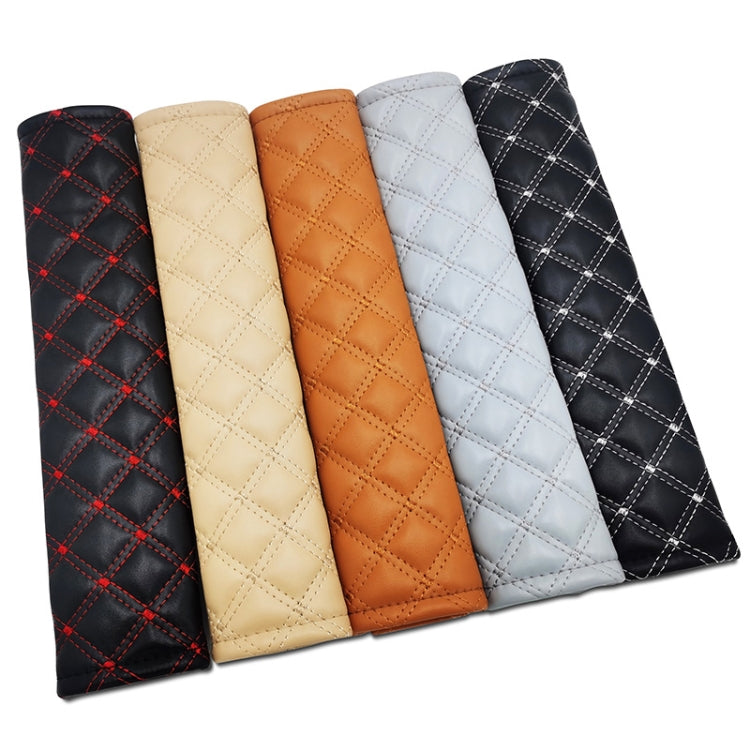 Rhombus Leather Seat Belt Shoulder Protector Pads, Color: Light Grey - free shipping - PMC TechLife - Order now!