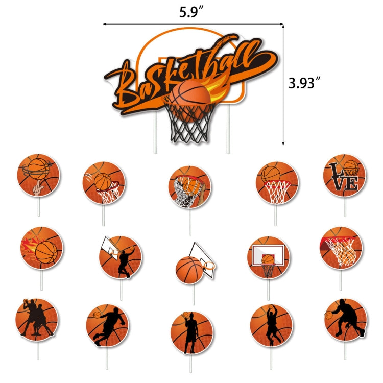 Basketball Theme Party Set Flag + Balloon + Cake Insert Set - Balloons by PMC Jewellery | Online Shopping South Africa | PMC Jewellery