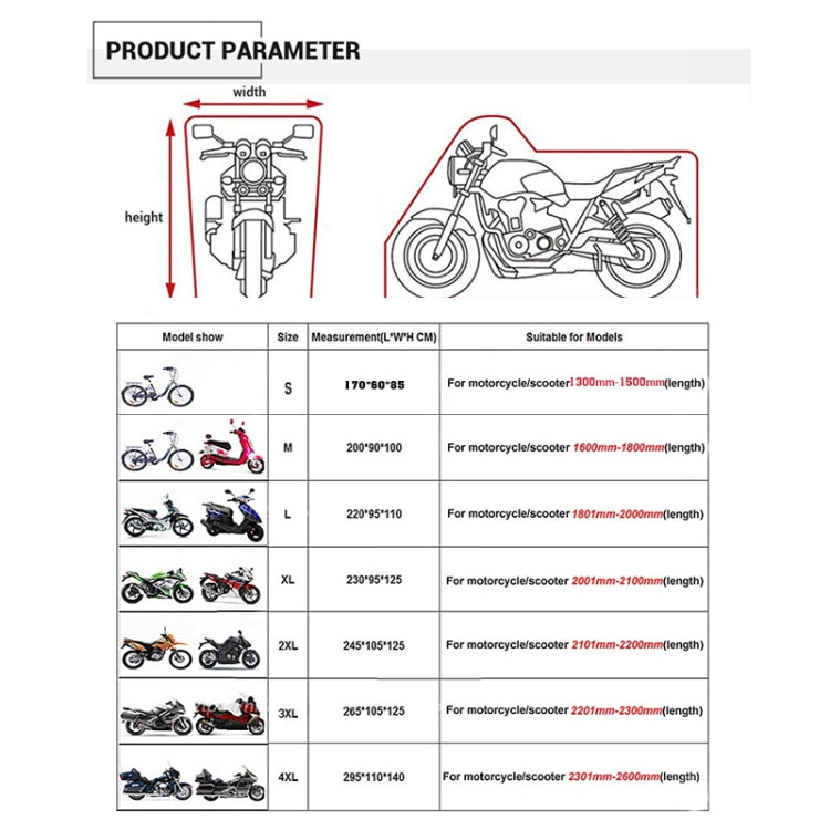 190T Motorcycle Rain Covers Dustproof Rain UV Resistant Dust Prevention Covers, Size: L(Black) - Protective Gear by PMC Jewellery | Online Shopping South Africa | PMC Jewellery | Buy Now Pay Later Mobicred