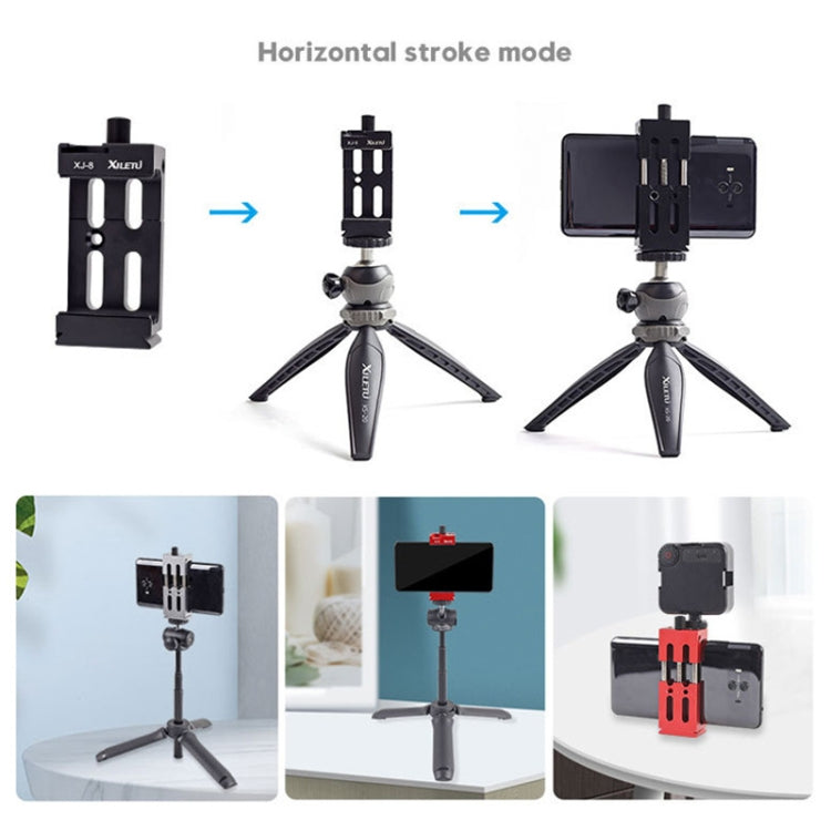 XILETU XJ-8 Aluminum Alloy Camera Head Tripod Mobile Phone Clip(Red) - Other Accessories by XILETU | Online Shopping South Africa | PMC TechLife | Buy Now Pay Later Mobicred