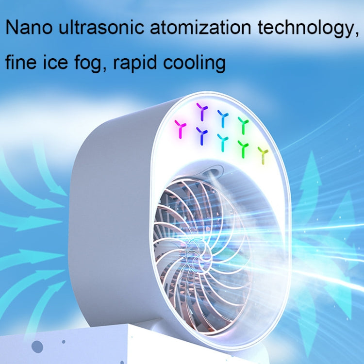 USB Spray Humidification Air Conditioning Fan Small Portable Desktop Air Cooler, Style: Plug-in (Green) - free shipping - PMC TechLife - Order now!