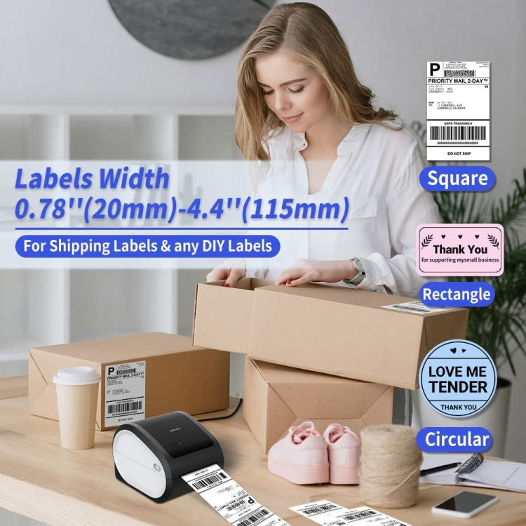 Phomemo D520-BT Bluetooth Thermal Shipping Label Printer Wireless Desktop Printer For Barcode Address Labels, Size: EU(Black White) - Printer by Phomemo | Online Shopping South Africa | PMC Jewellery | Buy Now Pay Later Mobicred