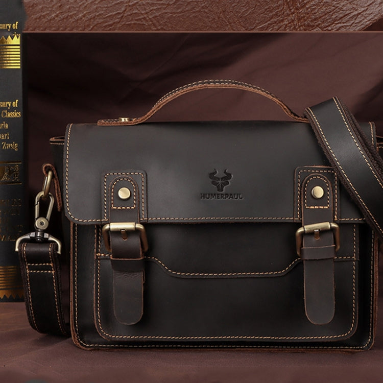 HUMERPAUL Leather Crossbody Bag Men Retro Shoulder Bag Commuter Men Small Square Bag(Coffee) - free shipping - PMC TechLife - Order now!