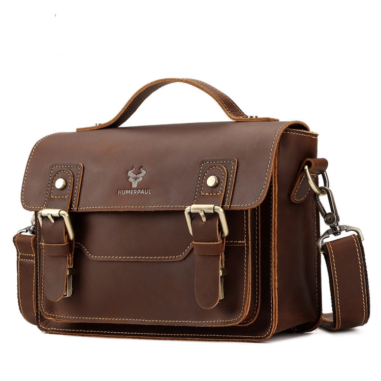 HUMERPAUL Leather Crossbody Bag Men Retro Shoulder Bag Commuter Men Small Square Bag(Brown) - free shipping - PMC TechLife - Order now!