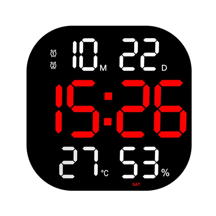 13-Inch LED Acrylic Electronic Clock Large-Screen Square Wall Clock With Timing Temperature Humidity(6632 White Red) - Wall Clock by PMC Jewellery | Online Shopping South Africa | PMC Jewellery