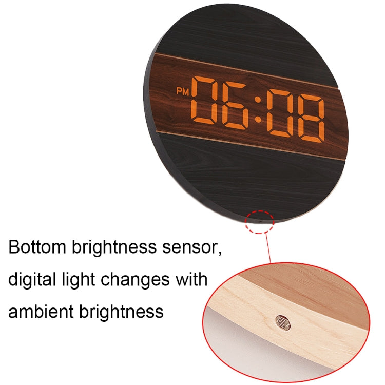 G218B Wooden Living Room Digital Display Clock Home Decoration Wall Clock(Khaki) - Wall Clock by PMc TechLife | Online Shopping South Africa | PMc TechLife | Buy Now Pay Later Mobicred