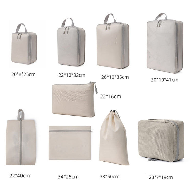 9 In 1  Compression Packing Cubes Expandable Travel Bags Luggage Organizer(Beige) - Storage Bags by PMC TechLife | Online Shopping South Africa | PMC TechLife | Buy Now Pay Later Mobicred