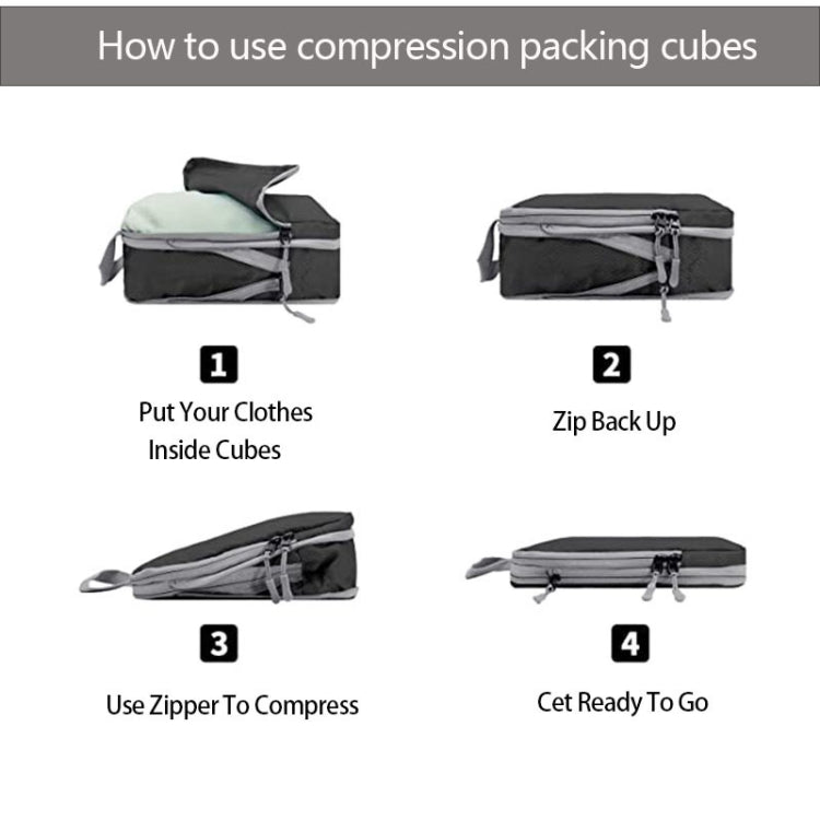 9 In 1  Compression Packing Cubes Expandable Travel Bags Luggage Organizer(Beige) - Storage Bags by PMC TechLife | Online Shopping South Africa | PMC TechLife | Buy Now Pay Later Mobicred