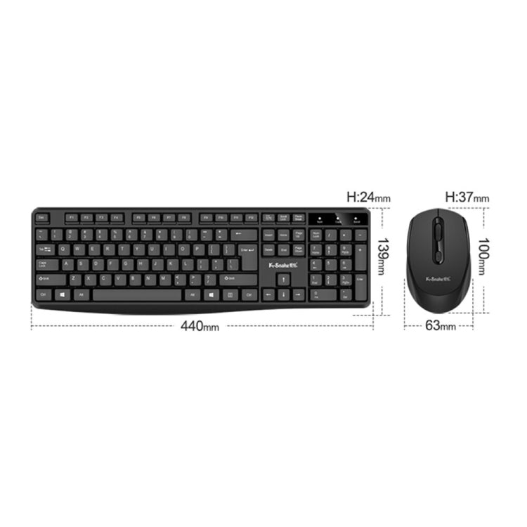 K-Snake WK800 Wireless 2.4G Keyboard Mouse Set Tabletop Computer Notebook Business Office House Use, Color: Black - Wireless Keyboard by K-Snake | Online Shopping South Africa | PMC Jewellery | Buy Now Pay Later Mobicred