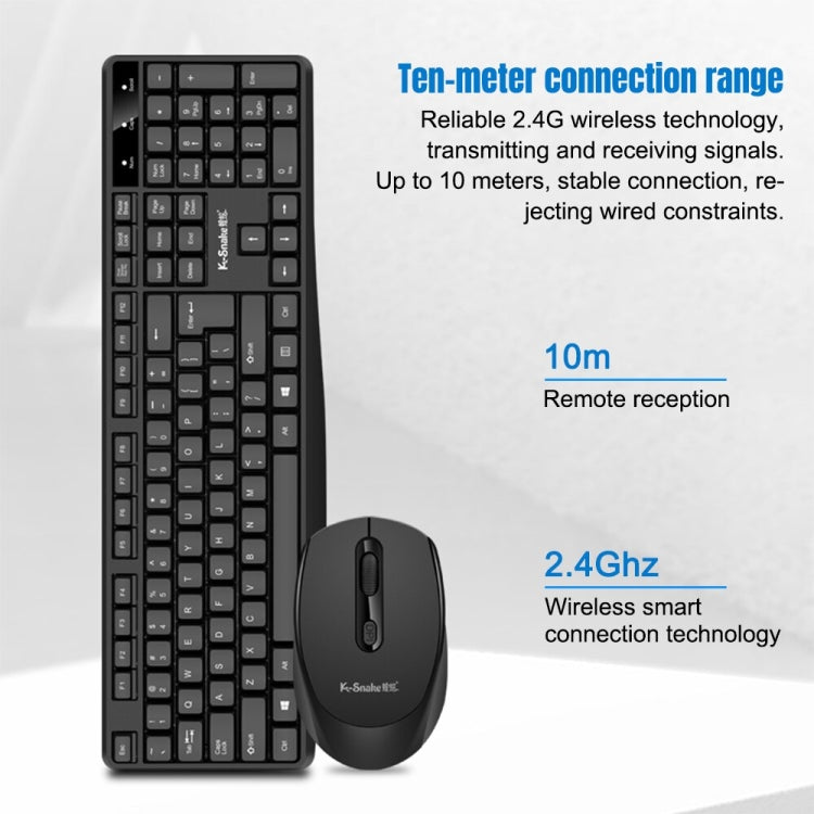 K-Snake WK800 Wireless 2.4G Keyboard Mouse Set Tabletop Computer Notebook Business Office House Use, Color: White - Wireless Keyboard by K-Snake | Online Shopping South Africa | PMC Jewellery | Buy Now Pay Later Mobicred