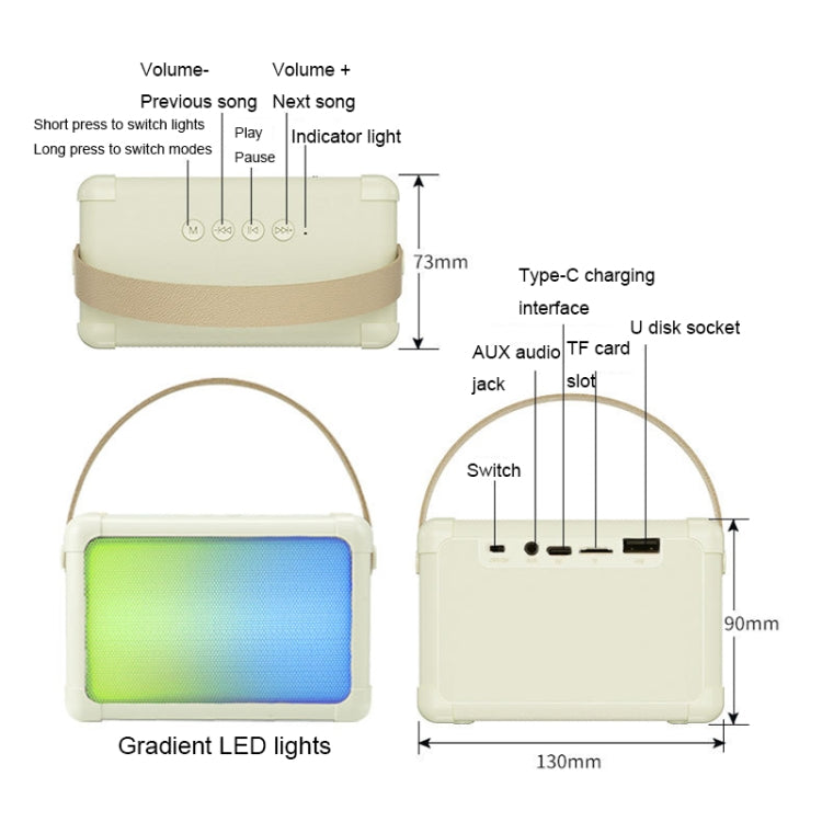 Portable RGB Lighting Effect Bluetooth Speaker Home Mini Karaoke Audio, Style: Dual Microphone+Speaker(Beige) - Microphone by PMC Jewellery | Online Shopping South Africa | PMC Jewellery | Buy Now Pay Later Mobicred