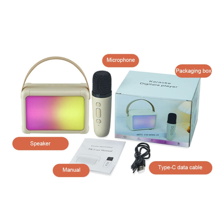 Portable RGB Lighting Effect Bluetooth Speaker Home Mini Karaoke Audio, Style: Speaker(Beige) - Microphone by PMC TechLife | Online Shopping South Africa | PMC TechLife | Buy Now Pay Later Mobicred