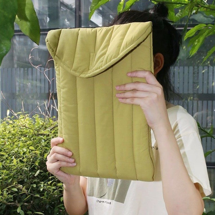 12.9-13.3 inch Flat Cotton Embroidery Inner Bag Lightweight Space Cotton Protective Case(Yellow Green) - 13.3 inch by PMC Jewellery | Online Shopping South Africa | PMC Jewellery | Buy Now Pay Later Mobicred