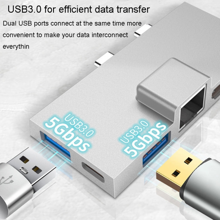 For Surface Pro 8 / 9 / X Dual Type-C Computer Expansion Hub 7 In 1 Docking Station - USB HUB by PMC Jewellery | Online Shopping South Africa | PMC Jewellery | Buy Now Pay Later Mobicred