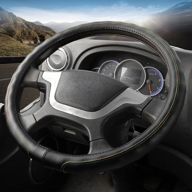 40cm Leather Truck Steering Wheel Cover(Black Line) - Steering Wheel Accessories by PMC TechLife | Online Shopping South Africa | PMC TechLife | Buy Now Pay Later Mobicred
