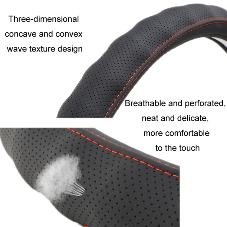 40cm Leather Truck Steering Wheel Cover(Black Line) - Steering Wheel Accessories by PMC TechLife | Online Shopping South Africa | PMC TechLife | Buy Now Pay Later Mobicred